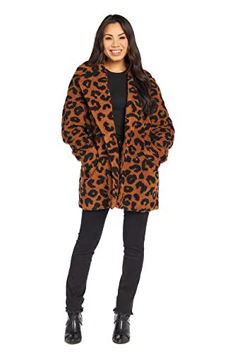 Mud Pie Debbie Leopard Sherpa Womens Coat2
