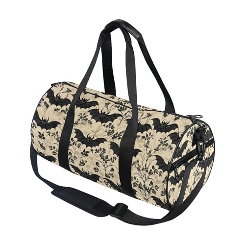 MNSRUU Sports Duffel Bags, Bats and Flowers Vintage Athletic Gym Bag Overnight Workout Travel Tote Luggage for Men Women Yoga3