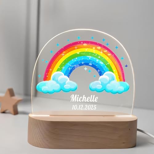 Lámpara de noche personalizada con luces LED y base de madera miniatura 2