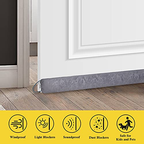 Fowong 38 Inch X 4" Heavy Door Draft Stopper (2.9 Lbs.), Under Door Noise Blocker Front Door Insulation Door Draft Guard Weatherproof Strip Energy Efficient Door Accessory (Grey) #TOP3