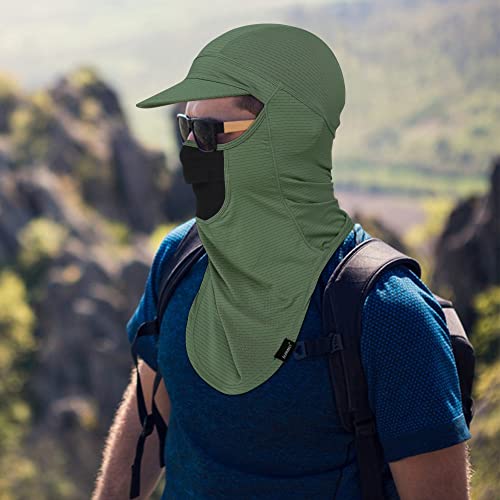 Sunmeci Balaclava Sun Protection Breathable Brim Full Face Mask Cooling Fishing Boating Cycling Sun Mask For Men Women Green #TOP7