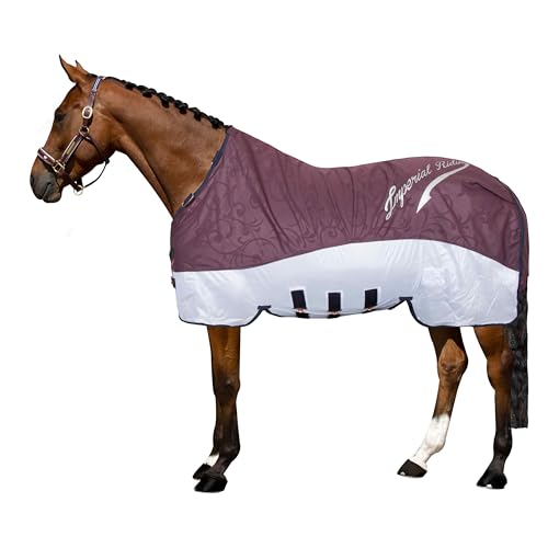 Imperial Riding Regen- & Fliegendecke IRHSuper-Dry 2-in-1-Decke ohne Halsteil, wasserabweisenden Deckschicht, Fliegenschutz durch atmungsaktives Mesh-Material, inkl. Bauchklappe, Bordeaux, 115