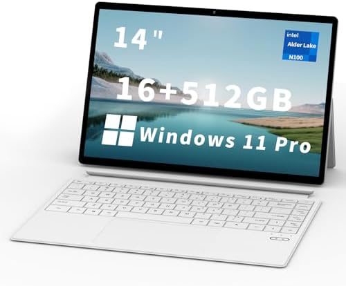 FUNYET 2 in 1 Laptop Touchscreen | 14 Inch Tablet Laptop Computer | Intel 12th Gen N100 Processor | 16GB DDR5 RAM | 512GB SSD | 1920 x 1200 | Wi-Fi 6 | BT5.2 | Backlit Keyboard | Windows 11 Pro