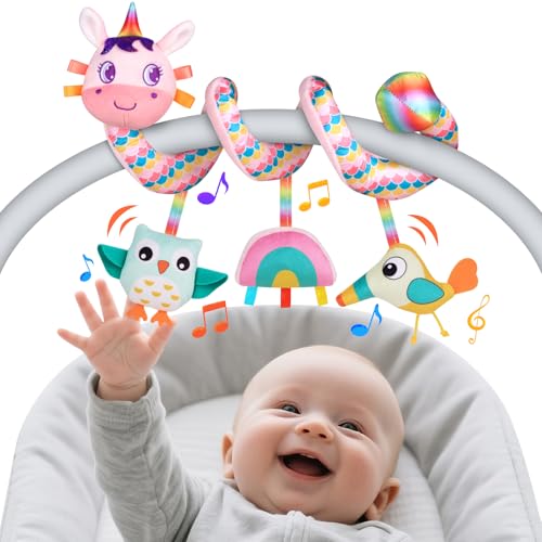 Image of Car Seat Toys for Infants 0-6 months, Spiral Hanging Crib Stroller Activity Toys with Rattles, Baby Car Seat Accessories Toy for Developing Sensory & Motor Skills, Ideal Gift for Newborn Infant