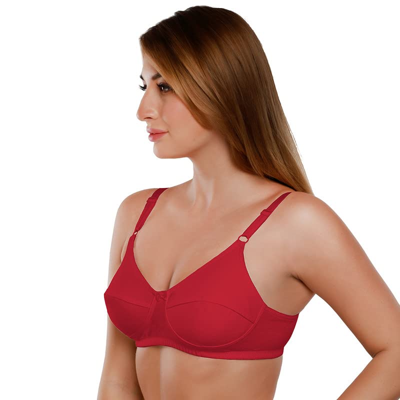 Image of Daisy DEE Women's Cotton Seamed Non-Wired Regular Straps Full Coverage Non-Padded Bra - NSHTL