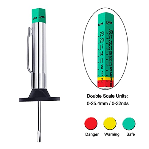 Image of GODESON Tire Tread Depth Gauge,Two-Sided Smart Color Coded Tire Tread Depth Measurement Tool, Tire Wear Gauge in 32nds(Pack of 2)