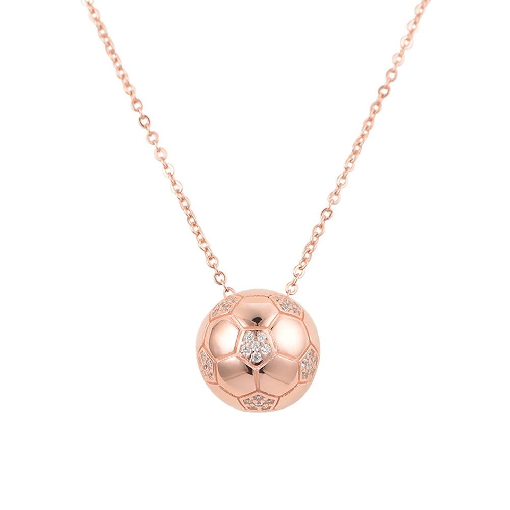 IMINI CZ Voetbal Hanger Ketting voor Vrouwen Tiener Meisjes Minimalistische Verstelbare Gepersonaliseerde Voetbal Hanger Choker Kettingen Cubic Zirconia Link Chain Delicate Mode Voetbal Sieraden