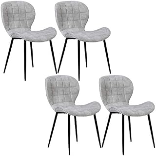 WOLTU Kitchen Dining Chairs Light Grey Set of 4 pcs Kitchen Counter Office Lounge Living Room Chairs with Back and Solid Metal Legs