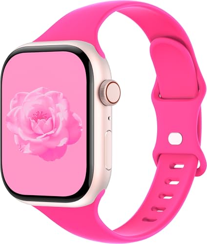 Image of Thin Silicone Band Compatible with Apple Watch 41mm 38mm 40mm 46mm 45mm 42mm 44mm, Slim Narrow Replacement Sport Strap Wristband for iWatch Series 11 10 9 8 7 6 5 4 SE Ultra 3 2 1 Women Men