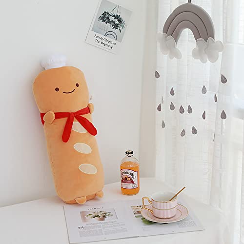 Funny Baguette Plush Pillow Baguette Bread Shape Plush Hugging Pillow With Red Scarf Soft Baguette Stuffed Hugging Toy Cushion For Home Decor, Gift For Kids Birthday, Valentine, Christmas #TOP1
