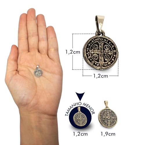 Kit 12 Medalha De São Bento Prata Pequena 1,2cm