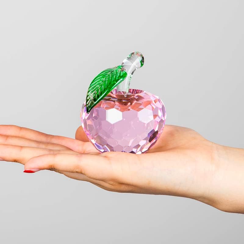 Crystal Ornament Fruits Glass Pink Fruit Figurine Handmade Art Gift for Christmas Birthday Ornament