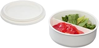 iDesign Recycled Plastic Small Round Divided Fridge and Freezer Food Storage Container with Lid, 6.71” x 6.71” x 2.5”, Coconut