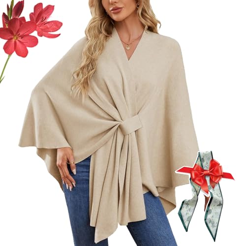 Elegant Shawl Wraps Soft Open Front Poncho Sweater, Elegant Solid Color Cape Shawls, Shawl Poncho Wraps for Women
