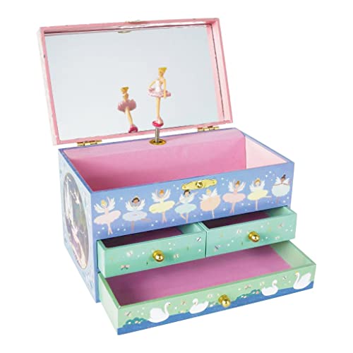 Joyero musical con 3 cajones con diseño de hilo y roca Cover