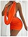 SOLY HUX Women's Sexy Deep V Neck Halter Bodycon Mini Dress Sleeveless Party Club Dresses Plain Burnt Orange Small