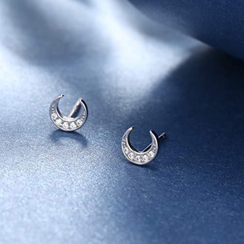 Rnivida 925 Sterling Silver Moon Stud Earrings, Hypoallergenic Dainty Earrings for Women4