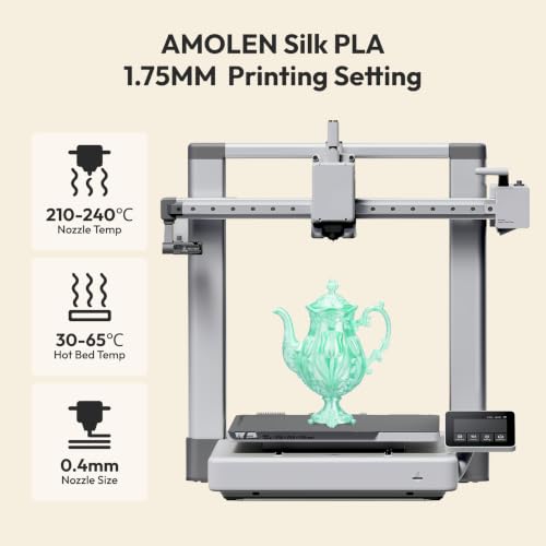Image of AMOLEN Silk PLA Filament 1.75mm 3D Printer Filaments, Shiny Mint Macaron Green Filament for 3D Printing, 1kg(2.2lbs) Spool, Compatible with Most FDM Printer