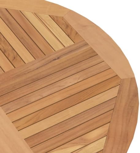 Free-Standing Folding Floating Table，Outdoor Round Folding Dining Table Solid Teak Wood Garden Table Patio Table with Parasol Hole 120 x 75 cm