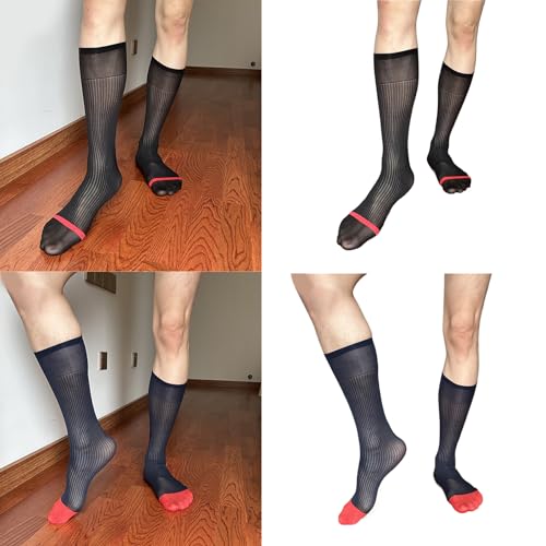 Mens Nylon Sheer Suit Socks Business Dress Socks Contrast Color See Through Formal Dress Over The Calf Stockings Men's Business mid-Length Socks Men's Business mid-Length Socks2