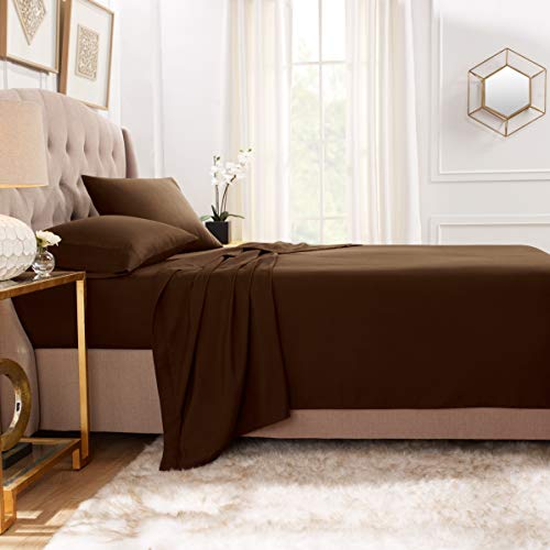 100% Cotton 800 Thread Count Flat Sheet King [1-Piece Flat Sheet Only, Chocolate Solid] Hotel Luxury Flat Bed Sheet - Extra Soft Cotton Flat Sheet/Top Sheet
