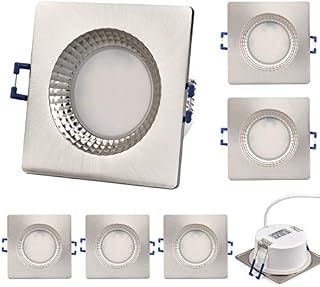 KYOTECH LED Recessed Ceiling Spotlights Ultra Flat 230V 6W Waterproof IP65 Spot Lights for Ceiling Warm White 3000K Downlights 500LM Recessed Bathroom Spotlights Pack of 6 (Square)