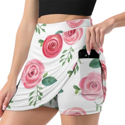 Jupe de tennis rose anti-frottement avec poche pratique pour le sport