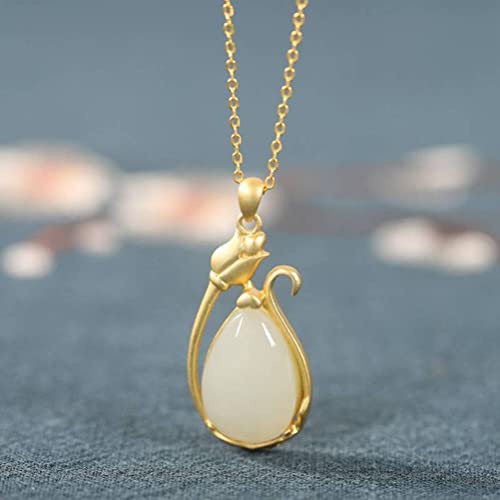 Collier S pendentif néphrite jade blanc chaîne clavicule rose sablée - 5