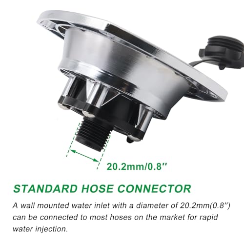 Image of RV City Inlet Connection Pressure Reducing Fill Hatch with Brass Check Valve and Quick Coupler Dustproof Inlet Hose Adapter for Fresh Water Fill Compatible with RV Boat Camper Trailer(Silver)