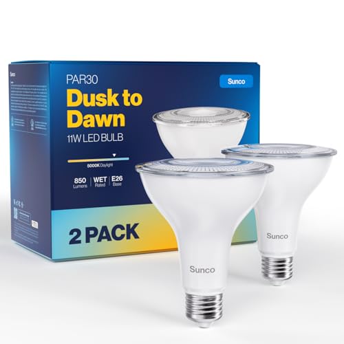 Sunco 2 Pack PAR30 LED Dusk to Dawn Light Bulbs...