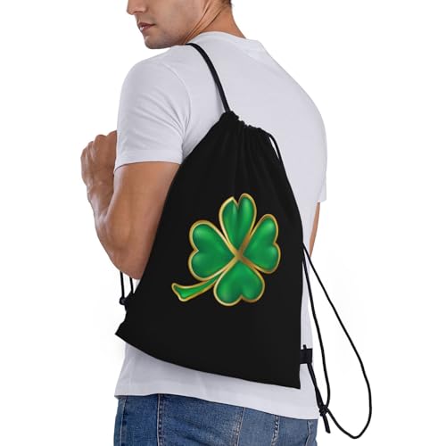 Cute St. Patricks Day Irish Clover Drawstring Backpack Bags Sports Sackpack Bag for Women Men Outdoor Shamrock Bags3