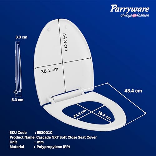 Image of Parryware Casa Soft Close Seat Cover (E83001C) with Adjustable Hinges | Eco-friendly Material with Superior Finish |Round Shape & Ultra White Colour Commode Seat Cover Antibacterial Technology