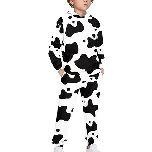 doginthehole 2Pcs Athletic Sweatsuits Sets Youth Hoodie Long Sleeve Hooded Sweatshirt and Sweatpant Outfits for Boys Girls4