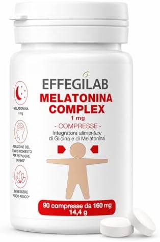 Melatonina 1 Mg Complex per Dormire, con ADENOSINA e GLICINA | Effegilab | (90 compresse)