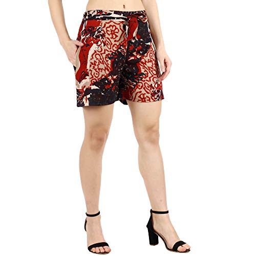 Image of POPWINGS Casual Beige Floral Printed Shorts