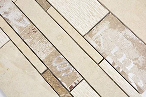 Compuesto de mármol/cerámica mezcla beige/color 3F Mosaik azulejos pared azulejos cocina baño MOS180-B03STB_f