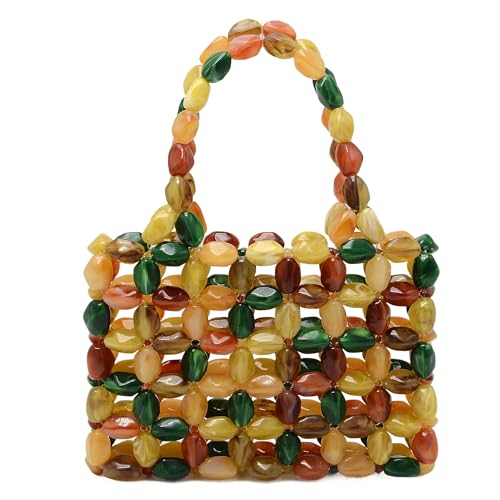 Miuco Multicolor Beaded Woven Tote Handbag