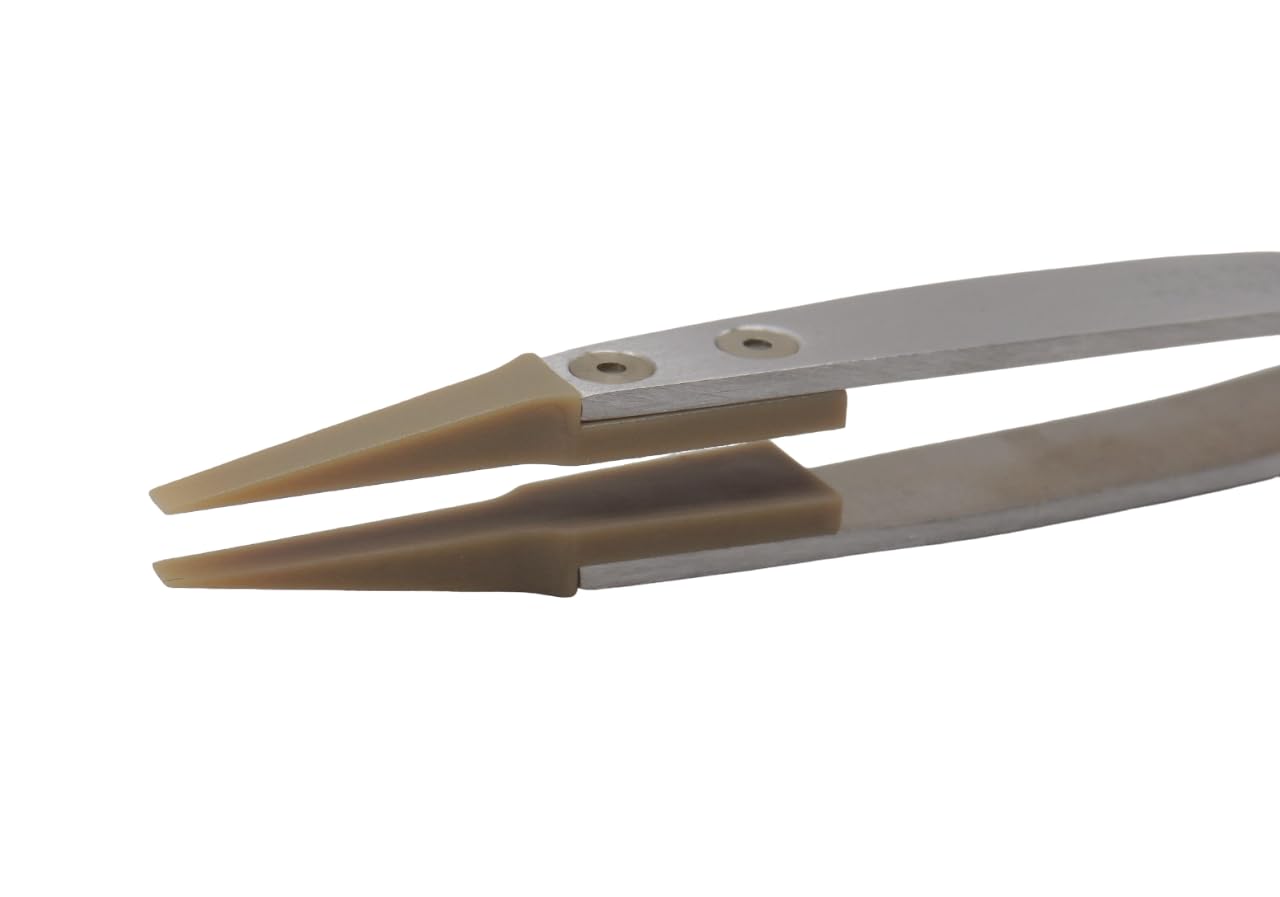 MSA12.76x - Aluminiowe pęsety precyzyjne Horotec, antymagnetyczne i ultralekkie, z wymiennymi końcówkami PEEK, do obsługi delikatnych części bez ich oznaczania (12.761)