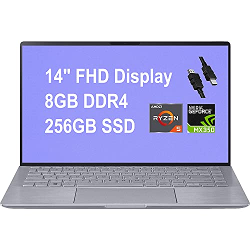 Newest 2020 Asus Zenbook 14 LaptopÂ Computer 14" FHD WLED AMD Hexa-Core Ryzen 5 4500U (Beats i7-8550U) 8GB DDR4 256GB SSD NVIDIA GeForce MX350 BacklitÂ KB Alexa Win10 + HDMI Cable