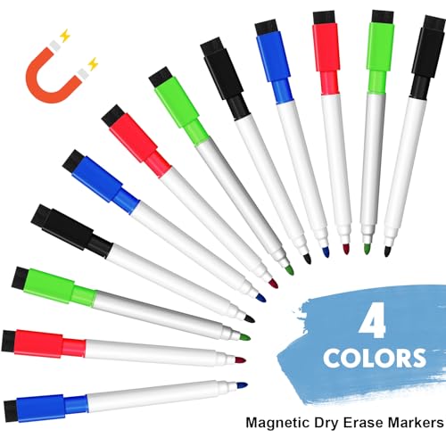 Image of Kosiz 200 Pcs Magnetic Dry Erase Markers, Black, Red, Blue, Green