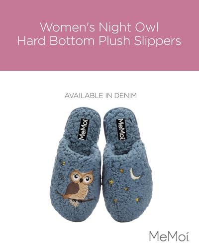 MeMoi Women's Night Owl Hard Bottom Plush Slippers2