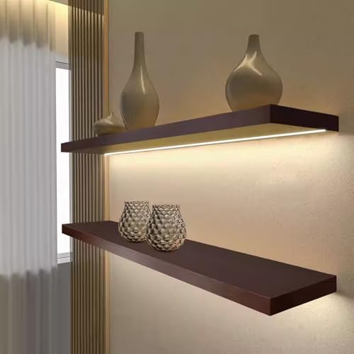 Étagère flottante LED en bois lumineuse pour salon et bar