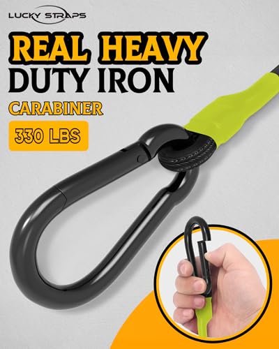 Image of 8 Pack 36 inch Carabiner Bungee Cords Heavy Duty Outdoor, 190 Lb Break Strength | LUCKY STRAPS Black Bungee Straps with Upgraded Carabiner Hooks for Luggage Rack, Cargo, Hand Carts, Bikes, Camping