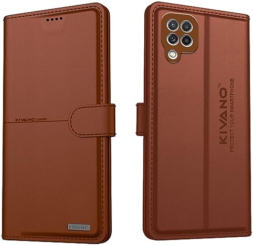 Image of KIVANO Compatible with Samsung Galaxy A22 4G / Samsung Galaxy F22 Flip Cover | Leather Finish | Inside Pockets & Inbuilt Stand | Shockproof Wallet Style Magnetic Closure Back Cover Case