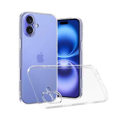 Captor Coque iPhone 16 Plus, Coque Apple iPhone 16 Plus Transparente, Étui en Silicone TPU Souple et Fin, Anti-Jaunissement, Bord Surélevé Écran et...