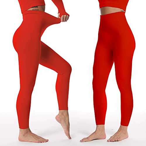 Women Scrunch Butt Lifting Leggings Seamless High Waisted Workout Yoga Pants Gym Booty Tights (Scrunch Butt Red, X-Large) #TOP4