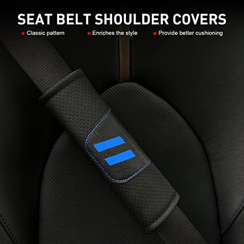 Remoch Seat Belt Pads For Dodge Charger Challenger Durango Accesssories 2015-2023, Leather Seatbelt Cover Shoulder Strap Cushion Proetection Sleeve (2 Pcs, Blue) #TOP1