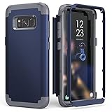 IDweel Galaxy S8 Case, Galaxy S8 Case Blue for Men Guys, 3 in 1 Shockproof Slim Hybrid Heavy Duty Protection Hard PC Cover Soft Silicone Rugged Bumper Full Body Case (Blue)
