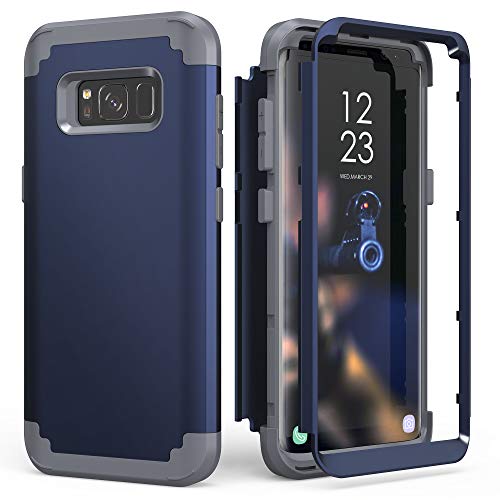 IDweel Galaxy S8 Case, Galaxy S8 Case Blue for Men Guys, 3 in 1 Shockproof Slim Hybrid Heavy Duty Protection Hard PC Cover Soft Silicone Rugged Bumper Full Body Case (Blue)