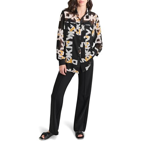 DKNY Women's Printed Long Sleeve Casual Shirt2
